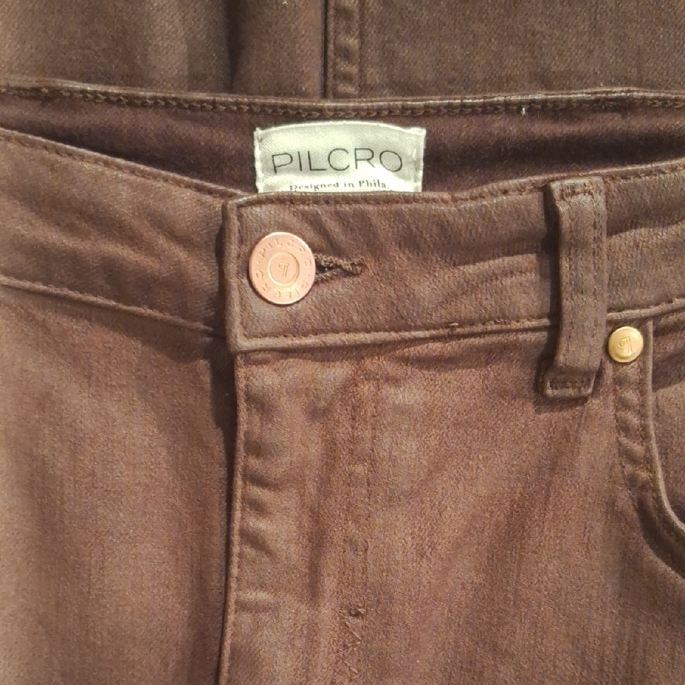 Anthropologie Pilcro Deep Rust Coated Denim Maxi Skirt - Picture 4 of 8